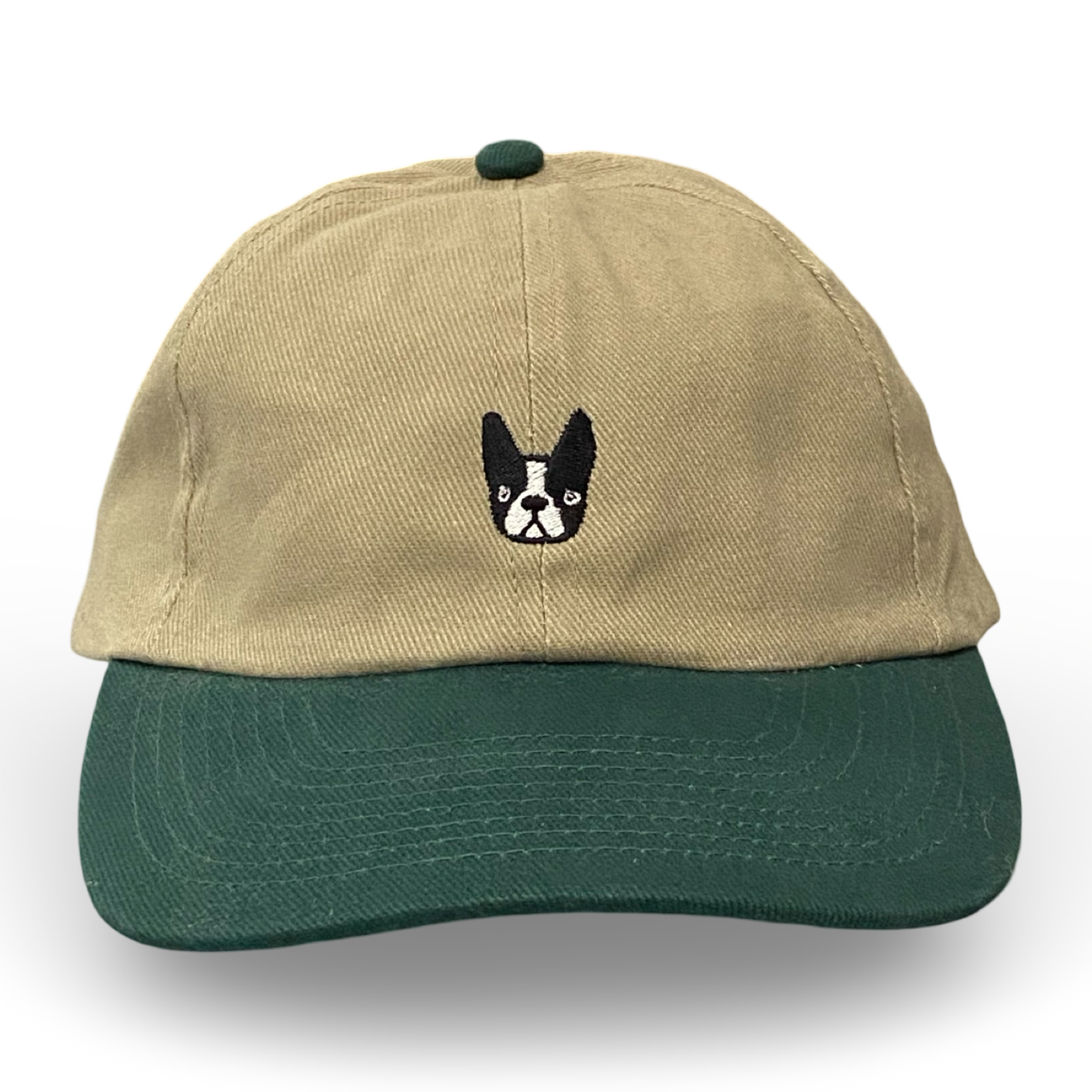 ‘Bonnie’ Boston Terrier hat - green/tan
