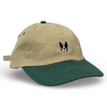 Load image into Gallery viewer, ‘Bonnie’ Boston Terrier hat - green/tan
