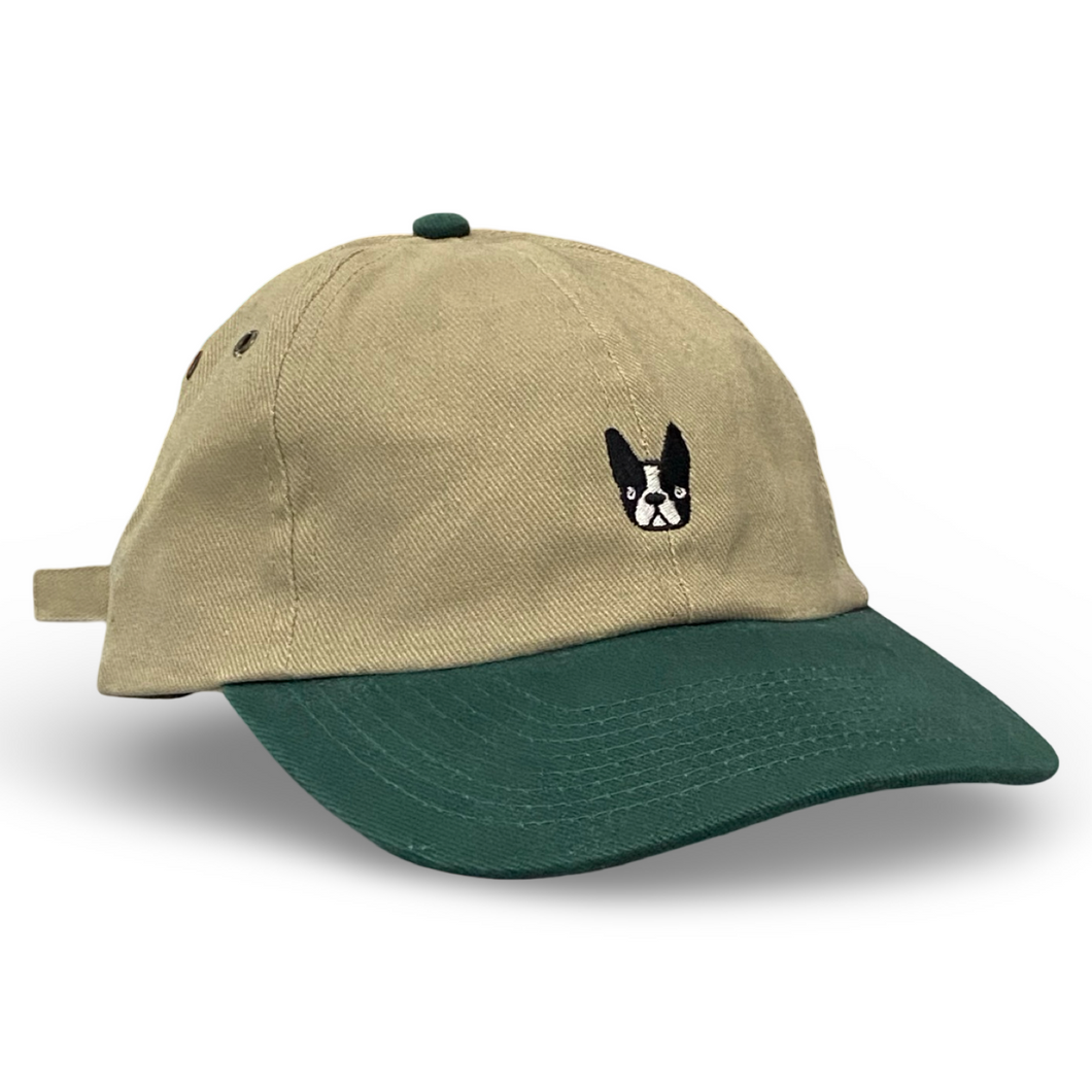 ‘Bonnie’ Boston Terrier hat - green/tan