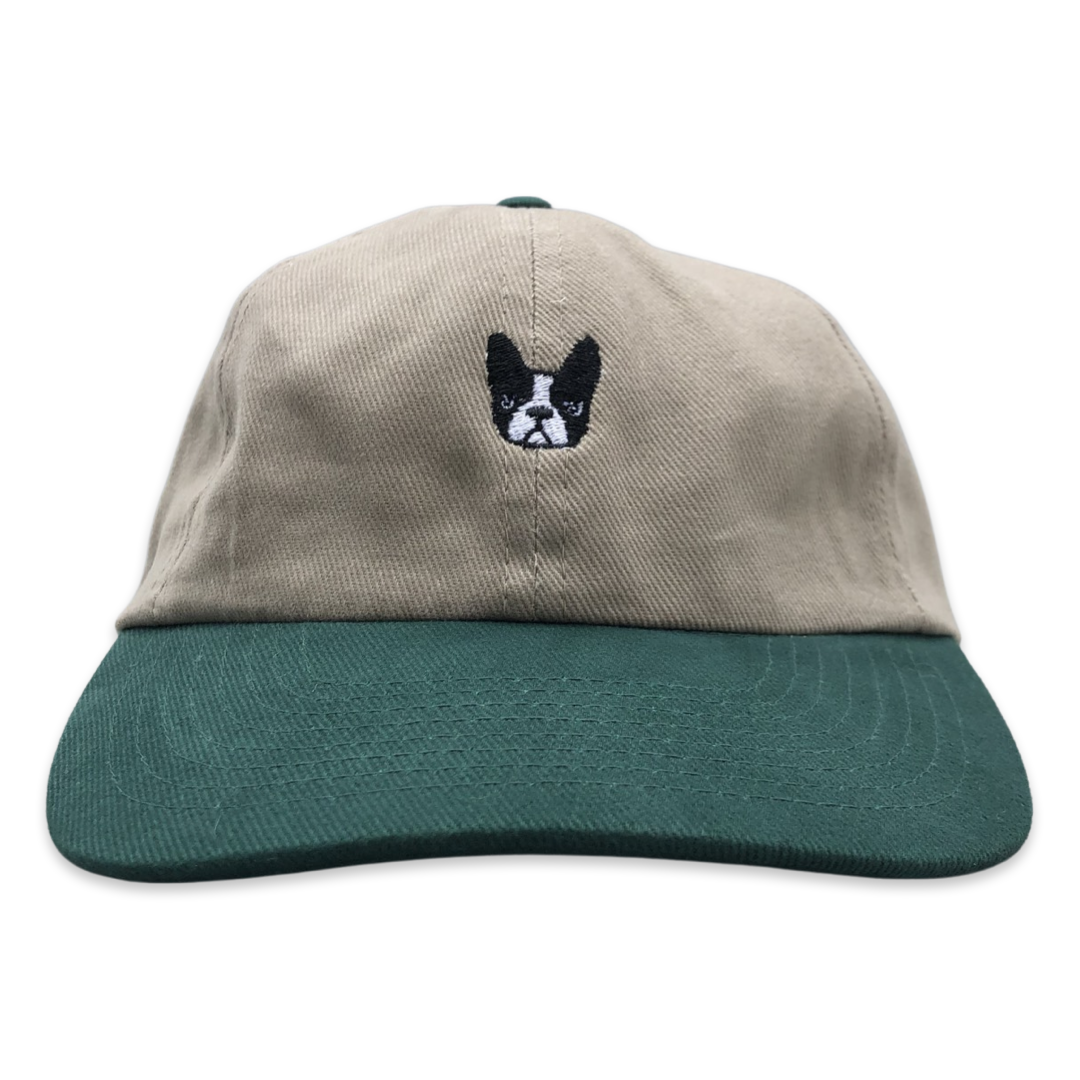 ‘Bonnie’ Boston Terrier hat - green/tan